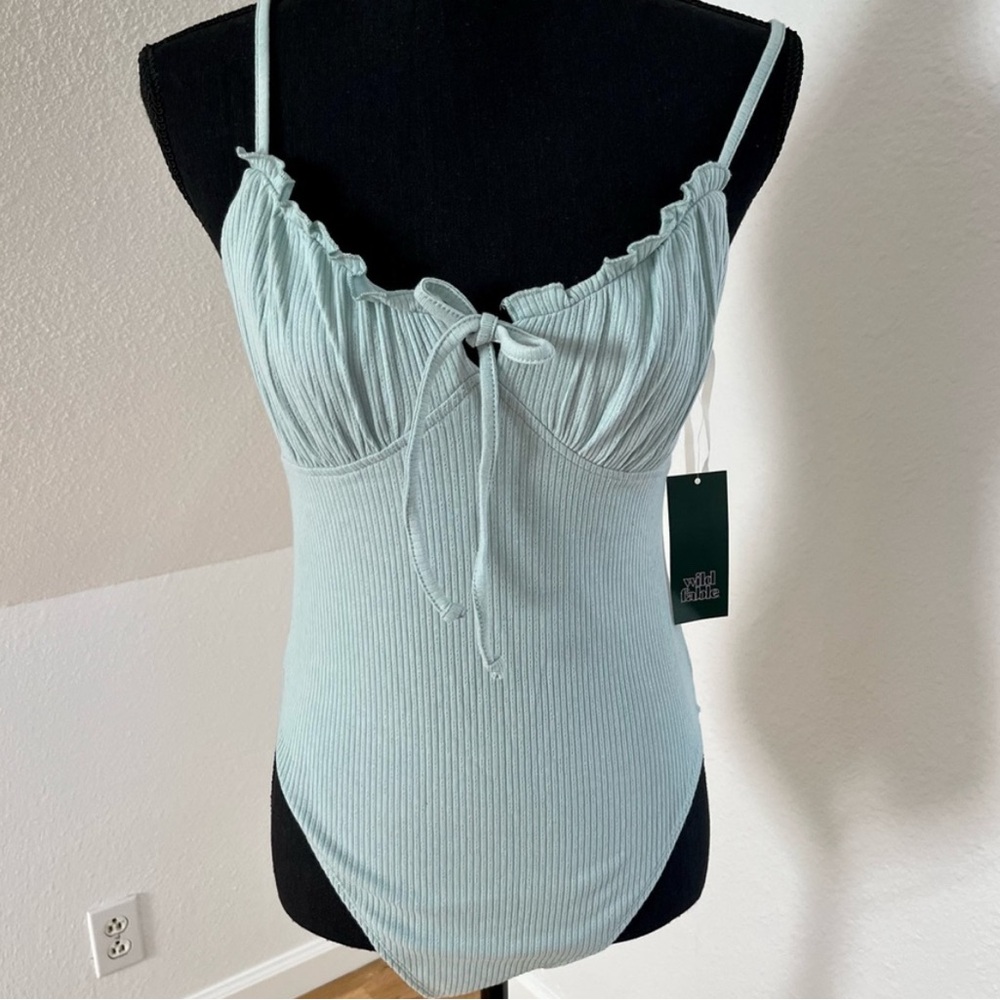 Wild Fable Light Blue Ribbed Bodysuit